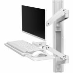 Ergotron Wall Mount for Monitor  LCD Display  Keyboard - White - Height Adjustable - 34in Screen Support - 22 lb Load Capacity - 100 x 100  75 x 75 - VESA Mount Compatible - Aluminum