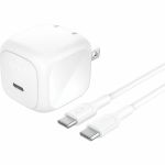Belkin 45W Portable Cubic USB-C Wall Charger w/ USB-C Cable - 1xUSB-C - Foldable Prongs - Fast Charge - Power Adapter - White - 45 W - 3.30 ft Cable