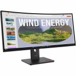 Lenovo ThinkVision T34WD-40 34in Class UW-QHD Curved Screen LED Monitor - 21:9 - Eclipse Black - 34in Viewable - Vertical Alignment (VA) - WLED Backlight - 3440 x 1440 - 16.7 Million Co