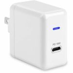 4XEM USB-C 18W Wall Charger - 18 W - 120 V AC  230 V AC Input - 5 V DC  9 V DC  12 V DC Output - 3 A - White - 1