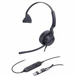 Yealink UH42 Headset - Mono - USB Type C - Wired - 32 Ohm - 20 Hz to 20 kHz - Over-the-head  On-ear - Monaural - Supra-aural - 4.92 ft Cable - Noise Cancelling Microphone