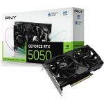 PNY NVIDIA GeForce RTX 5050 Dual Fan Graphics Card (8GB GDDR6 128-bit SFF-Ready PCIe 5.0 HDMI/DP 2.1 2-Slot NVIDIA Blackwell Architecture DLSS 4)