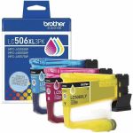 Brother Genuine LC506XL 3PK 3 Pack of High Yield Cyan  Magenta  and Yellow Ink Cartridges - Ink Cartridge - Cyan  Magenta  and Yellow - High Yield - 1 500 Pages