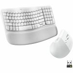 Logitech 920-013611 Wave Keys & Lift Vertical Mouse Ergonomic Wireless Keyboard and Mouse Combo with Cushioned Palm Rest Off-white