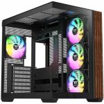 Thermaltake View 380 WS ARGB Mid Tower Chassis - Mid-tower - Black - Wood  Tempered Glass  SPCC - 3 x Bay - 4 x 120mm Fan(s) Installed - Mini ITX  Micro ATX  ATX Motherboard Supported -