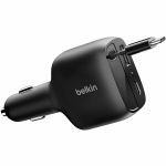Belkin BoostCharge Retractable Car Charger 75W - 2.46 ft Cable