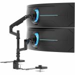 Mount-It! ProFlex Desk Dual Stacking Monitor Mount for Ultrawide Monitors - Matte Black - Height Adjustable - 2 Display(s) Supported - 17in to 49in Screen Support - 88 lb Load Capacity