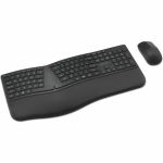 Kensington Pro Fit Ergo KM680 EQ Rechargeable Desktop Set - USB Type A Wireless Bluetooth/RF 5.4 2.40 GHz Keyboard - Black - USB Type A Wireless Bluetooth/RF Mouse - Optical - 2400 dpi