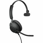 Jabra Evolve2 40 SE Headset - Mono - USB Type A  USB Type C - Wired - 20 Hz to 20 kHz - Over-the-head  On-ear - Monaural - Circumaural - MEMS Technology Microphone