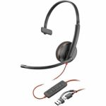 HPI SOURCING - NEW Blackwire C3215 Headset - Mono - Mini-phone (3.5mm)  USB Type A - Wired - 32 Ohm - 20 Hz to 20 kHz - Over-the-head - Monaural - Supra-aural - 7.40 ft Cable - Noise Ca