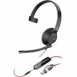 HPI SOURCING - NEW Blackwire 5210 Headset - Microsoft Teams Certification - Mono - USB Type A  Mini-phone (3.5mm) - Wired - 20 Hz to 20 kHz - On-ear  Over-the-head - Monaural - Ear-cup