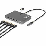 StarTech.com USB-C to Quad-Monitor Workstation Adapter  4K 60Hz HDMI  140W PD Passthrough for Laptop Charging  1x USB 2.0 Port  TAA - Quad Display USB-C Video Adapter connects a compute