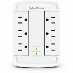 CyberPower CSB6WS Essential 6 - Outlet Surge Protector with 1800 J Surge Suppression - Clamping Voltage 800V  NEMA 5-15P  Wall Tap  EMI/RFI Filtration  White  Lifetime Warranty