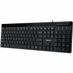 Adesso AKB-140SB Desktop Keyboard with Smart Card Reader - Cable Connectivity - Full-size - USB Type A  USB Type C Interface - 104 Key(s) - Home  Email  Search  Volume Down  Volume Up