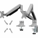 SIIG Dual 43in Mechanical Spring Monitor Arm Desk Mount- Gray - Fits 17in- 43in Screens  up to 26.4 lbs  VESA 75/100/200 - Dual 43in Mechanical Spring Monitor Arm Desk Mount - Gray - Fi