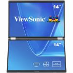 ViewSonic VG1457 Dual Screen 14 Inch 1200p Portable Monitor  Foldable IPS for Comfortable Mobile Workspaces  G-Sensor for Automatic Screen Rotation  65W USB-C Power Delivery  and Dual U