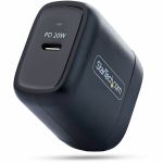 StarTech 20W USB-C Wall Charger  Portable Charger with USB Power Delivery Fast Charging  5V/9V PD  USB-C Charger  Black - Deliver up to 20W of USB-C Power Delivery at 5V and 9V to fast-