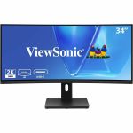 ViewSonic VG3409C 34 Inch 1440p Ultrawide Monitor  Curved VA Display with 120Hz for Smooth Home and Office Productivity  Advanced Ergonomics  96W USB-C  RJ45  HDMI  and DisplayPort Inpu