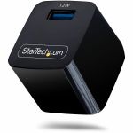 StarTech 12W One-Port USB-A Wall Charger  1x USB-A  iPhone Pro/17/16  iPad  Samsung Galaxy  Portable USB Charger  Black - Compact lightweight 12W USB-A wall charger with foldable prongs