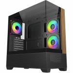 Cooler Master Elite Series E690-KHNN-S00 Computer Case - Mid-tower - Black - Wood  Tempered Glass  Mesh  Steel - 4 x Bay - 3 x 120mm Fan(s) Installed - ITX  Micro ATX  ATX Motherboard S