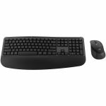 Logitech Signature Comfort Plus Combo MK880 Wireless Keyboard and Mouse Combo  Full-Size Comfort Keyboard with Palm Rest  Black - USB Plunger Wireless Bluetooth/RF 2.40 GHz Keyboard - 1