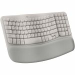 Logitech Wave Keys Wireless Ergonomic Keyboard with Cushioned Palm Rest  Comfortable Natural Typing  Easy-Switch  Bluetooth  Sand - Wireless Connectivity - Bluetooth/RF - Compact - 32.8