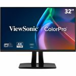 ViewSonic VP3256A-4K 32 Inch 4K ColorPro Monitor  IPS Panel with 100% sRGB and Pantone Validated for Professional Content Creation  Advanced Ergonomics  100W USB-C  HDMI  and DisplayPor