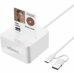 Adesso SCR-500 USB-C Desktop Smart Card Reader with USB-A Adapter CAC and Government ID compatible secure desktop design dual interface connectivity plug and play setup