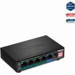 TRENDnet 5-Port Gigabit PoE+ Switch  Camera DIP Switch extends PoE+ 200m (656 ft.)  60W PoE Budget  Black  TPE-TG51g - 5 Ports - Gigabit Ethernet - 1000Base-T - 2 Layer Supported - Powe