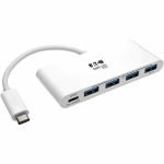 Eaton Tripp Lite Series 4-Port USB-C Hub  USB 3.x (5Gbps)  4x USB-A Ports  60W PD Charging  White - USB Type C - External - 4 USB Port(s) - 4 USB 3.0 Port(s)