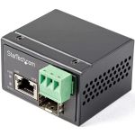 StarTech.com PoE+ Industrial Fiber to Ethernet Media Converter 30W - SFP to RJ45 - SM/MM Fiber to Gigabit Copper Mini Size IP-30 - Fiber to Ethernet media converter extends networks & c