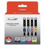 Canon CLI-251 BK/CMY Standard Yield Inkjet Ink Cartridge - Value Pack - Cyan  Magenta  Yellow  Black - 4 / Pack - Inkjet - Standard Yield - 4 / Pack
