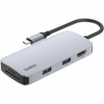 Belkin Connect USB-C 5-in-1 Multiport Hub - for Notebook  Monitor  Desktop PC  Tablet PC  Smartphone - Memory Card Reader - SD  microSD - USB Type C - 4K @ 60Hz  4K UHD  4K - 3840 x 216