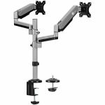 SIIG Dual Stacked Monitor Arm Desk Mount - 17in - 32in - Max Load 19.8 lbs for each arm - VESA 75/100mm - Dual 17in-32in Stacked Monitor Arm Desk Mount - Gas Spring Dual Monitor Mount -