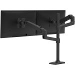 Ergotron Desk Mount for Monitor  Display  TV - Matte Black - Height Adjustable - 2 Display(s) Supported - 40in Screen Support - 44 lb Load Capacity - 100 x 100  75 x 75 - VESA Mount Com