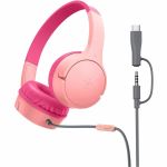 Belkin SoundForm Mini Wired On-Ear Headphones For Kids - Stereo - Mini-phone (3.5mm)  USB Type C - Wired - Over-the-head  On-ear  Over-the-ear - Binaural - Circumaural - Noise Canceling