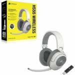 Corsair HS55 WIRELESS Gaming Headset - White - Stereo - Wireless - Bluetooth - 50 ft - 32 Ohm - 20 Hz to 20 kHz - On-ear  Over-the-head - Binaural - Omni-directional Microphone - White