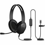 Cyber Acoustics AC-4014 Headset - Stereo - USB Type C - Wired - 32 Ohm - 20 Hz to 20 kHz - Over-the-head  On-ear - Binaural - Supra-aural - 6 ft Cable - Uni-directional Microphone