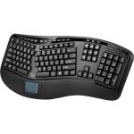 Adesso 2.4GHz Wireless Ergonomic Touchpad Keyboard - Wireless Connectivity - RF - 30 ft - 2.40 GHz - USB Interface - 105 Key(s) - 20 Hot Key(s) - Previous Track  Next Track  Play/Pause