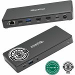 Plugable USB C Docking Station Dual Monitor 2 HDMI Ports  Power Delivery Dock  Dual 4K Monitor - for Windows  ChromeOS  1x USB-C  3x USB  Ethernet  and Audio - Driverless (UD-MSTH2)