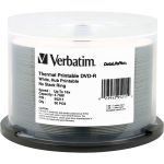 Verbatim 95211 DVD-R 4.7GB 16X DataLifePlus White Thermal Printable Hub Printable - 50pk Spindle - 4.7GB - 50 Pack