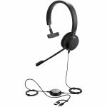 Jabra Evolve 20 Headset - Mono - USB Type C  USB Type A - Wired - 20 Hz to 20 kHz - Over-the-head  On-ear - Monaural - Supra-aural - 6.89 ft Cable - Electret Condenser  Uni-directional
