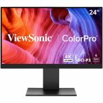 ViewSonic VP2488-4K 24 Inch 4K Mac-Ready Monitor with 100%sRGB  98% DCI-P3  Pantone Validated  Advanced Ergonomics  Thunderbolt 4  USB Hub  HDMI  and DP for Home and Office - 23.7in Vie