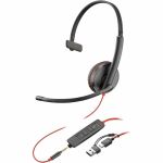 Poly Blackwire 3215 Monaural USB-C Headset + 3.5mm Plug + USB-C/A Adapter (Bulk) - Microsoft Teams Certification - Mono - USB Type C  Mini-phone (3.5mm) - Wired - 32 Ohm - On-ear - Mona