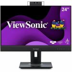 ViewSonic VG2457V 24 Inch 1080p Video Conference Docking Monitor with Windows Hello Compatible IR Webcam  Advanced Ergonomics  and 90W USB C for Home and Office - ViewSonic Ergonomic VG
