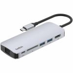 Belkin Connect USB-C 6-in-1 Multiport Hub - for Notebook  Desktop PC  Tablet PC  Smartphone  Monitor - Memory Card Reader - SD - USB Type C - 4K  4K @ 60Hz  4K UHD - 3840 x 2160 - 3 x U