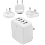 StarTech.com Travel USB Wall Charger &acirc;&euro;in 4 Port &acirc;&euro;in White &acirc;&euro;in Universal Travel Adapter &acirc;&euro;in International Power Adapter &acirc;&euro;in US