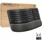 Logitech Wave Keys for Business  Wireless Ergonomic Keyboard with Cushioned Palm Rest  Logi Bolt  Graphite - Wireless Connectivity - Bluetooth - 32.81 ft - USB Type A Interface - Window