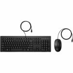 HP 225 Wired Mouse and Keyboard Combo (AX2Y7AA) - USB Type A Plunger Cable Keyboard - English (US)  English (Canada) - Black - USB Type A Cable Mouse - Red Tracking - 1200 dpi - 3 Butto