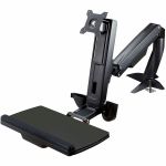 StarTech.com Sit Stand Monitor Arm - Desk Mount Sit-Stand Workstation up to 27inch VESA Display - Standing Desk Converter - Keyboard Tray - Desk mount sit-stand monitor arm supports sin